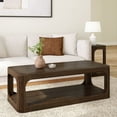 thumbnail image 1 of Plank+Beam Solid Wood Forma Coffee Table, 54" Modern Coffee Table with Storage Shelf, Walnut, 1 of 9