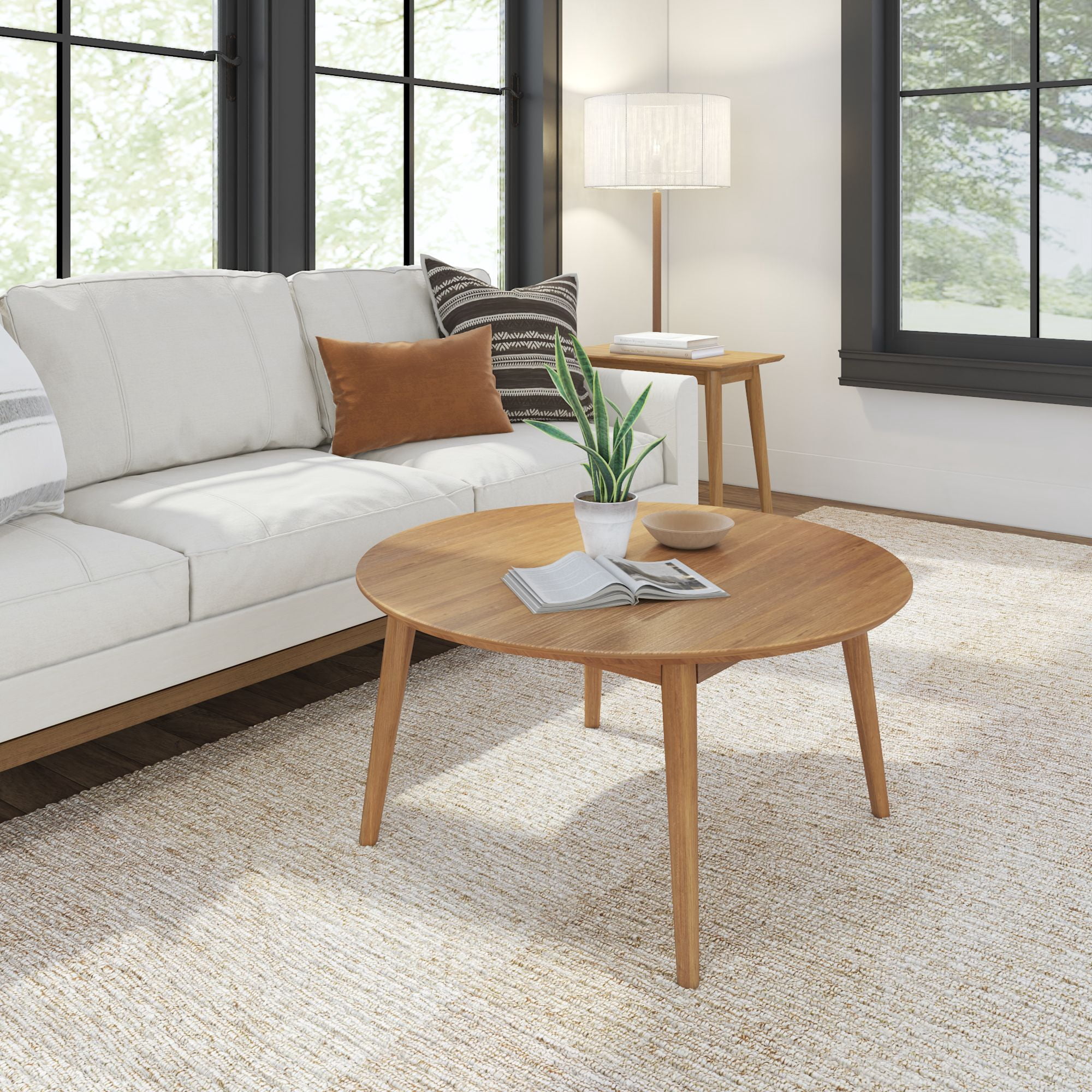 Plank+Beam Solid Wood Mid Century Modern Coffee Table, 36" Coffee ...