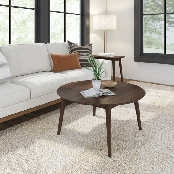 Plank+Beam Solid Wood Mid Century Modern Coffee Table, 36" Coffee Tables for Living Room, Walnut