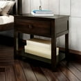 thumbnail image 1 of Plank+Beam Solid Wood Nightstand with Storage Drawer and Shelf, Espresso, 1 of 7