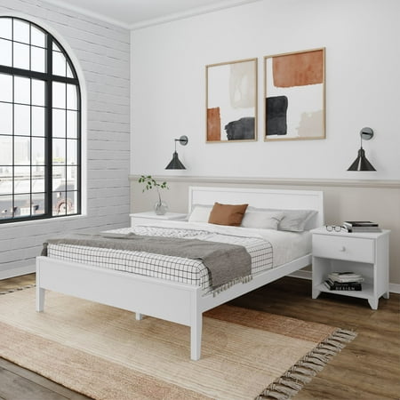Plank+Beam Solid Wood Queen Bed Frame with Headboard, Modern Platform Bed for Adults