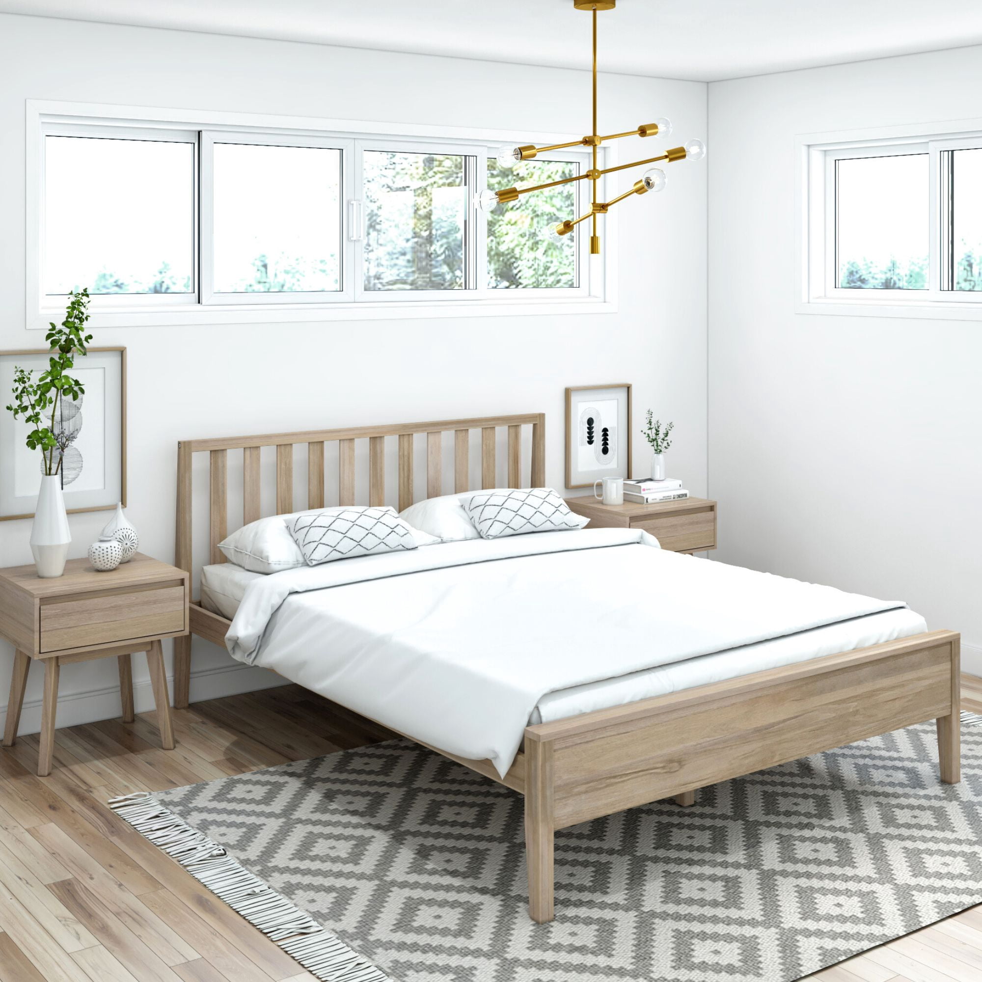 Plank+Beam Solid Wood Scandinavian Style Queen Bed Frame with Headboard ...