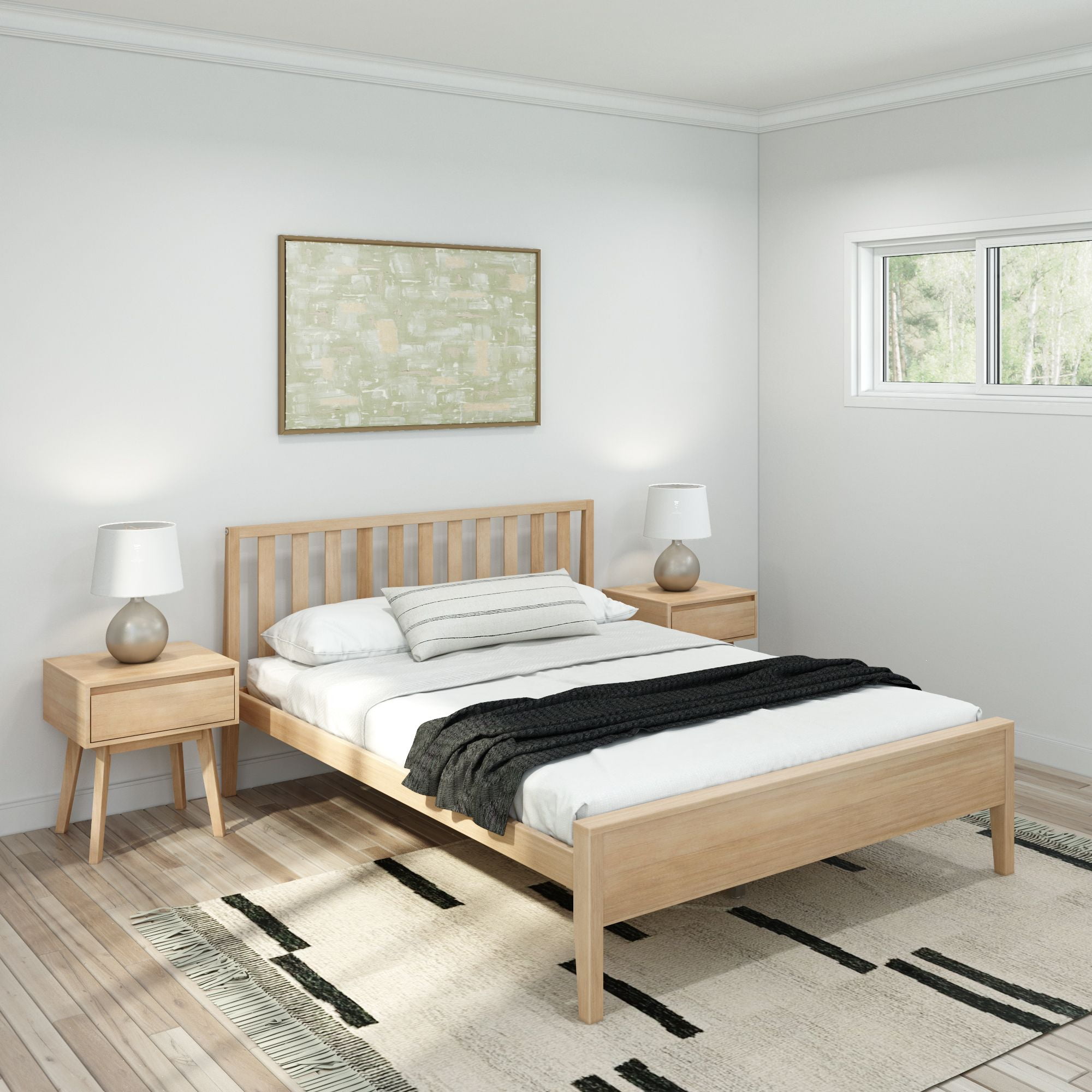 Plank+Beam Solid Wood Scandinavian Style Queen Bed Frame with Headboard ...