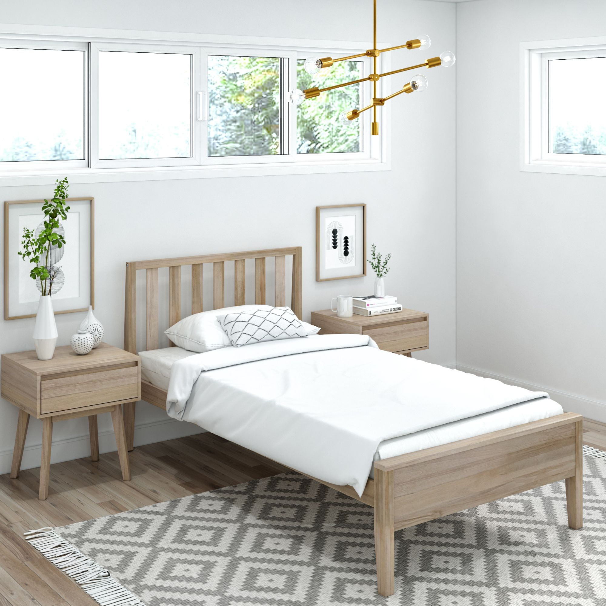 Plank+Beam Solid Wood Scandinavian Twin Bed Frame with Slatted ...
