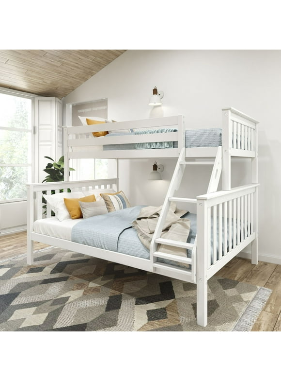 Plank+Beam Solid Wood Twin XL over Queen Bunk Bed for Adult, White