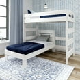 thumbnail image 1 of Plank+Beam Solid Wood Farmhouse Twin over Twin L-Shaped Bunk Bed for Adults, White Wash, 1 of 6