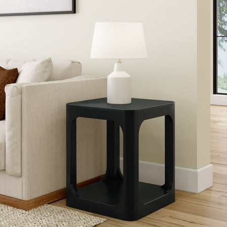 Plank+Beam 20" Solid Wood Square Side Table with Shelf, End Table for Living Room with Storage