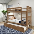 thumbnail image 1 of Plank+Beam Solid Wood Twin over Twin Bunk Bed with Storage Trundle for Adults/Kids, Pecan, 1 of 9