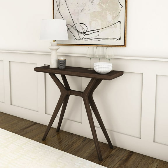 Plank+Beam Verso Console Table, 36 Inch Solid Wood Modern Sofa Table, Narrow Entryway Table for Hallway, Behind the Couch, Living Room, Foyer, Walnut