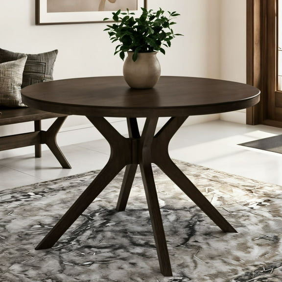 Plank+Beam Verso Round Dining Table, 47" Solid Wood Kitchen & Dining Room Table, Walnut