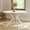 thumbnail image 1 of Plank+Beam Verso Round Dining Table, 47" Solid Wood Kitchen & Dining Room Table, White Sand, 1 of 11