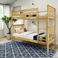 thumbnail image 1 of Plank+Beam Solid Wood Twin over Twin Bunk Bed with Ladder for Adults, No Box Spring Needed, 1 of 9