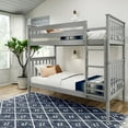 thumbnail image 1 of Plank+Beam Solid Wood Twin over Twin Bunk Bed with Ladder for Adults, No Box Spring Needed, 1 of 9