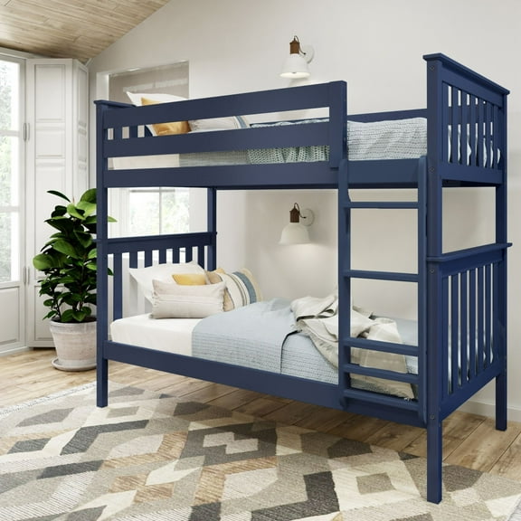 Plank+Beam Solid Wood Twin over Twin Bunk Bed with Ladder for Adults, No Box Spring Needed