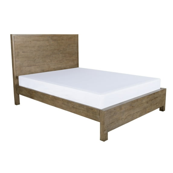 Plank Style 80 Inch Eastern King Bed with High Profile Headboard, Brown