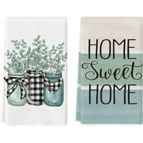 Plank Vase Eucalyptus Sweet Home Kitchen Towels Dish Towels, 18x26 Inch Seasonal Spring Summer Decoration Hand Towels Set of 2