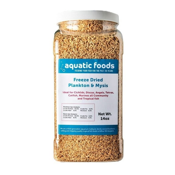 Plankton & Mysis Shrimp --Freeze Dried Floating Small Plankton/Mysis for Marines, Corals, Anemones, Koi & Pond Fish, Cichlids, All Tropical Fish14oz Lg Jar