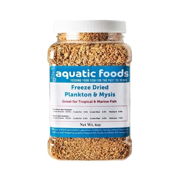 Plankton & Mysis Shrimp --Freeze Dried Floating Small Plankton/Mysis for Marines, Corals, Anemones, Koi & Pond Fish, Cichlids, All Tropical Fish6oz Med Jar