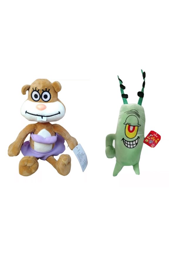 Plankton & Sandy Cheeks 12" Quality Plush Soft Stuffed Spongebob Squarepants New