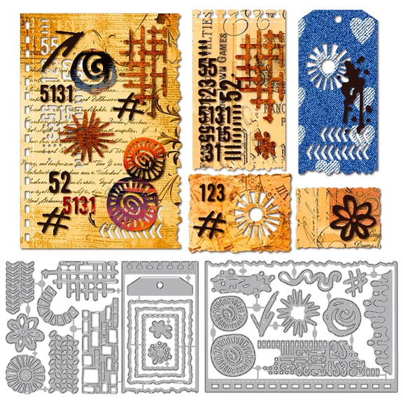 Planned Labels Die Cuts for Card Making Vintage Stained Ink Embossing Metal Cutting Dies Brick Wall Conch Paper Craft Die Cuts
