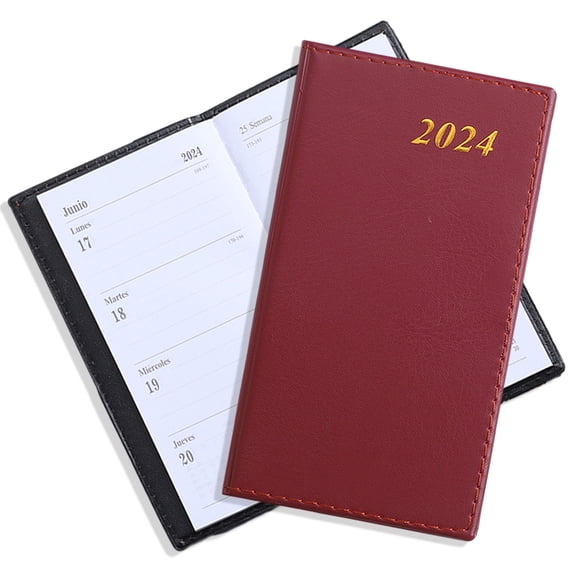 Planner 2024 (7'' x 3.9''), Monthly Weekly & Daily Organizer for time Management, Soft Leather Coverred