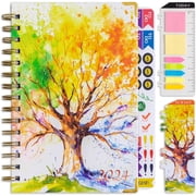 Planner 2024 Daily Weekly Monthly Planner, Hardcover Planner 13-Month School Organizer from DEC 2023 - DEC 2024, 5.5"x8.5", Spiral Notebook with Stickers, Inner Pocket, Coated Tabs, Tree