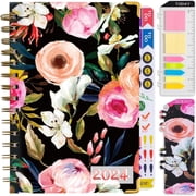 Planner 2024 Daily Weekly Monthly Planner, Hardcover Planner 13-Month School Organizer from DEC 2023 to DEC 2024, 5.5"x8.5", Spiral Notebook with Stickers, Inner Pocket, Coated Tabs, Rose