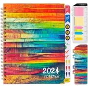 Planner 2024 Daily Weekly Monthly Teacher Planner, 8.5"x11", Academic Hardcover Planner DEC 2023 to DEC 2024, 13-Month School Organizer, Spiral Notebook with Stickers, Inner Pocket, Coated Tabs