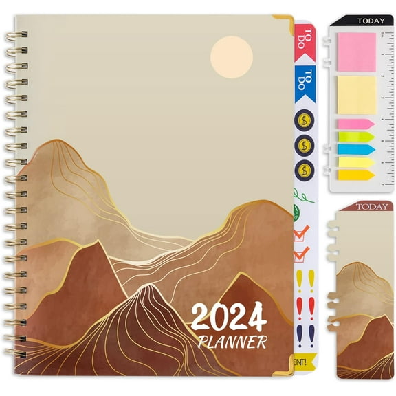 Planner 2024 Daily Weekly Monthly Teacher Planner, 8.5"x11", Academic Hardcover Planner DEC 2023 to DEC 2024, 13-Month School Organizer, Spiral Notebook with Stickers, Inner Pocket, Coated Tabs Visit