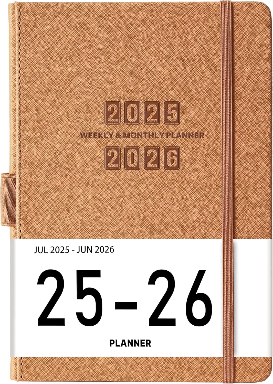 Planner 2025-2026 - Academic Planner 2025-2026 Weekly & Monthly, July 2025 - June 2026, 5.75" x 8.25", Saffiano Leather with Thick Paper, Back Pocket with 40 Notes Pages - Brown