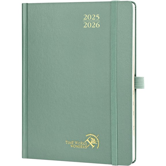 Planner 2025-2026, (Medium 6.5'' x 8.5'' Hard Cover) Academic Calendar (July 25-June 26) Daily Weekly and Monthly Appointment Book with Hourly Time Slots, Monthly Tabs, 100 GSM - Midnight Green