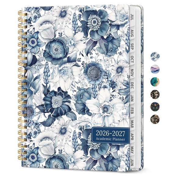 Planner 2026-2027, Academic Monthly and Weekly Calendar Planner for Women, July Hardcover Pretty Agenda Planner Book with Tabs, Spiral Daily Organizer for School Office Home Supplies, 6.3" x 8.5"