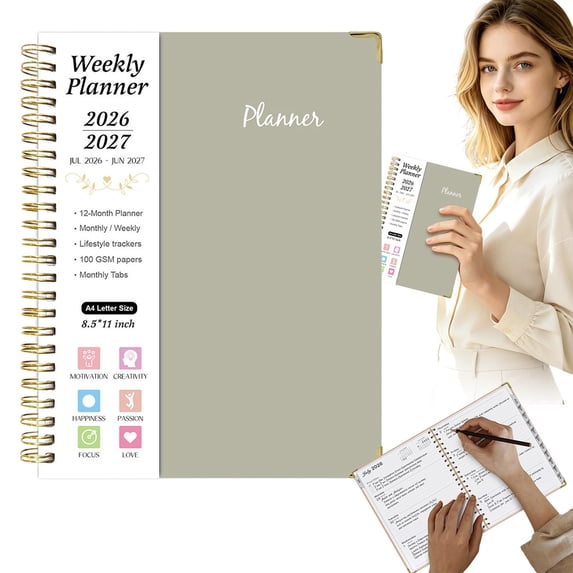 Planner 2026-2027, Jul 2026-Jun 2027 Monthly & Weekly Calendar Book | 11" x 8.5", Hardcover Academic Calendar with Tabs,142Pages,Teacher Student Agenda Book for School Office Supplies(1Pc)