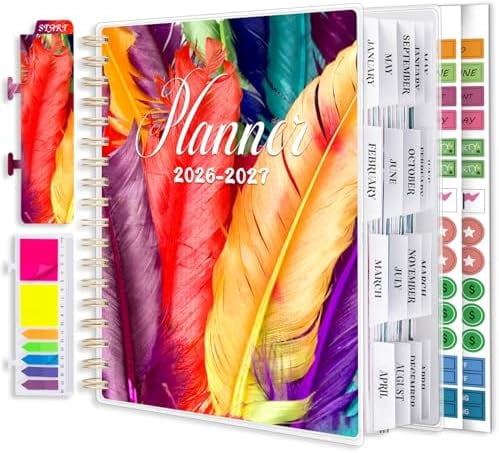 Planner 2026-2027, Large 18 Months Academic Daily Weekly Monthly Planner Yearly Agenda Jan. 2026–June. 2027, 7.9" x 9.8", Page Tabs, Separator Page, Pocket Folder, Bookmark, Stickers, Sticky Note Set
