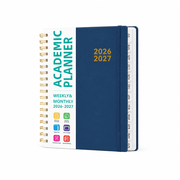 Planner 2026-2027, Weekly And Monthly Calendar Planner, A5 Spiral Daily Schedule Planner, Practical Planner Notebook For Daily Goals, Lessons & Meetings (Dark Blue)