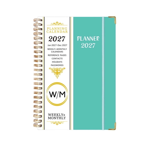 Planner 2027, Weekly and Monthly Planner Calendar (Jan 2027- Dec 2027), Agenda Book for Study, Home, Office, 6.1" x 8.5" (Green)