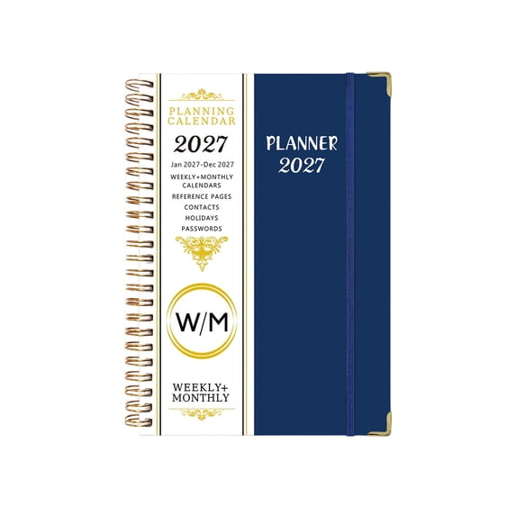 Planner 2027, Weekly and Monthly Planner Calendar (Jan 2027- Dec 2027), Agenda Book for Study, Home, Office, 6.1" x 8.5" (Navy)