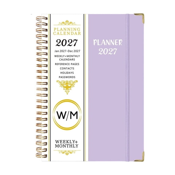 Planner 2027, Weekly and Monthly Planner Calendar (Jan 2027- Dec 2027), Agenda Book for Study, Home, Office, 6.1" x 8.5" (Purple)