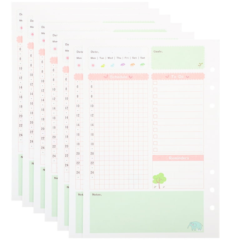  A5 Daily Planner Refill, 6 Ring Binder Inserts, A5