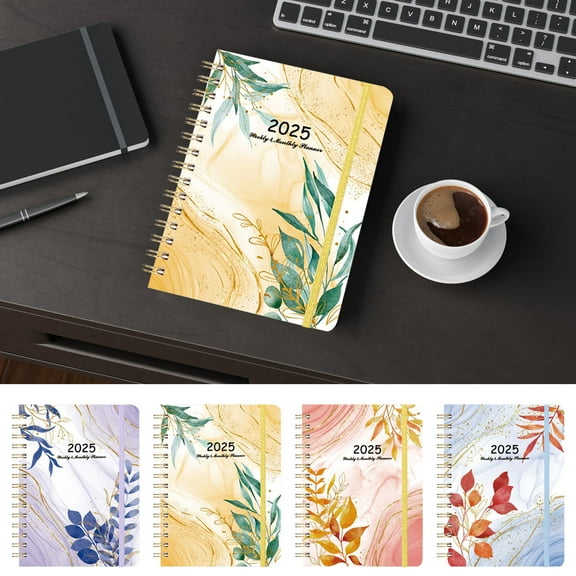 Planner Calendar Punch Card Book with Ties, 2025 Notebook A5 Coil Schedule Book (Jan 2025 - Dec 2025)