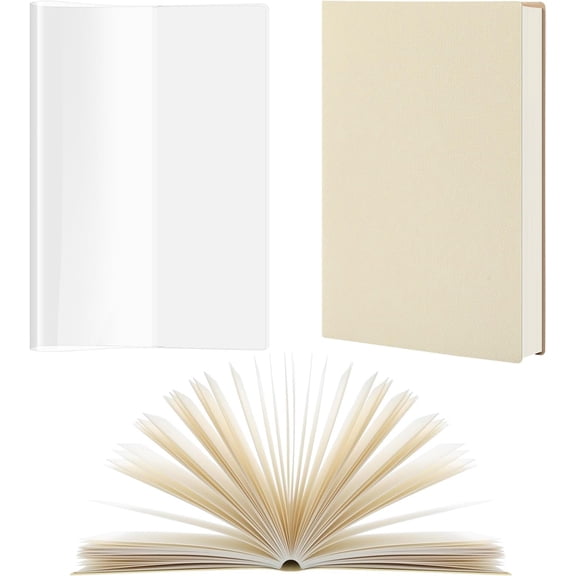 Planner Cover Jelly PVC, Beige Hardcover and Lined Pages with 200 Pages, Transparent PVC Notebook Plastic Protective Cover for Books(A6)