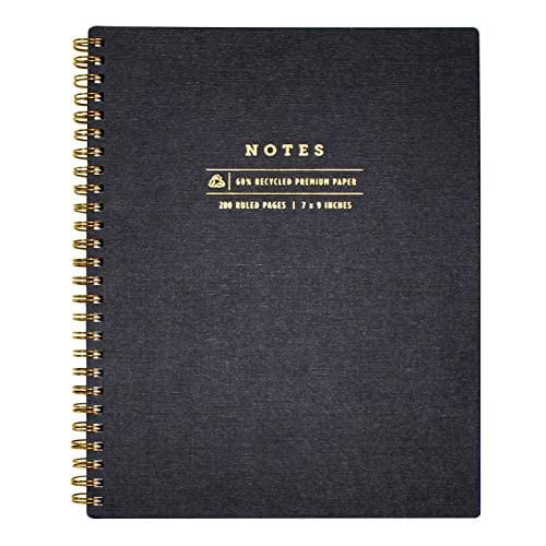 GreenRoom Lined Spiral Notes Journal Lined 7" x 9" Hardcover / 160 sheets (Black)