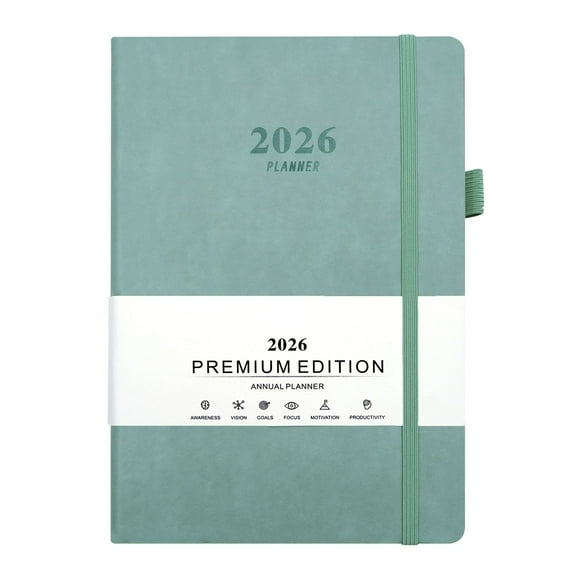 Planner Notebook, Weekly Monthly Schedule, 2026 Year Diary with Elastic Band, Durable Binding, Goal Setting Journal, Compact and Versatile Organizer