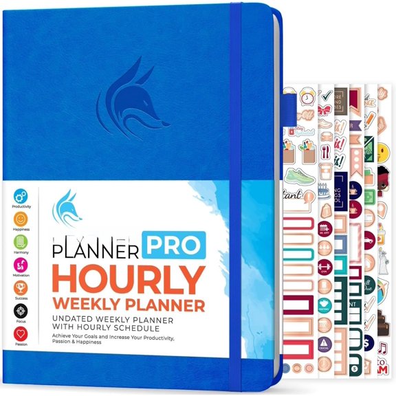 Planner Schedule - Undated Weekly & Monthly Life Planner with Time Slots, Appointment Book & Daily Organizer, A4 (Blue)