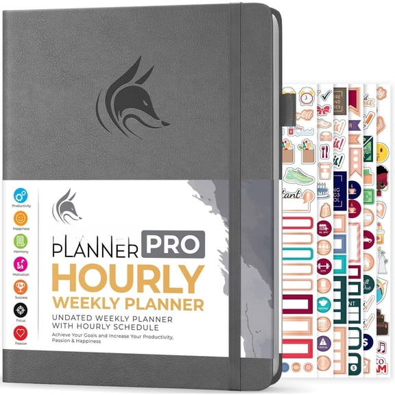 Planner  Schedule - Undated Weekly & Monthly Life Planner with Time Slots, Appointment Book & Daily Organizer, A4 (Gray)