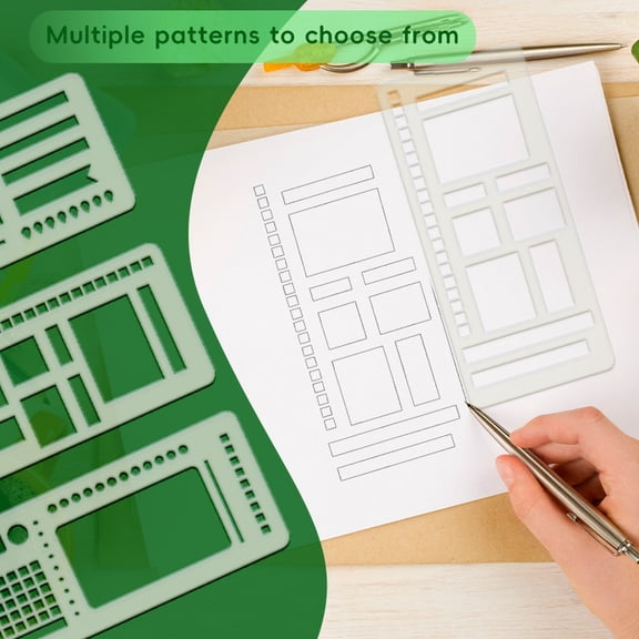 Planner Stencils Set, 15 * 6Cm Planner Stencils Templates Ruler For Journal Stencil, Quick Weekly Planning Setup, Custom Habit Trackers And Structured To-D, 3 Types Dot Grid