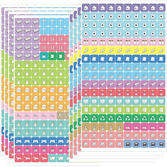 Planner Stickers Colorful Calendar Icons Labels 5.5x10 Inch-Planner and Calendar Pack Variety Pack for Decorating, Planning, Scrapbooking 1360pcs