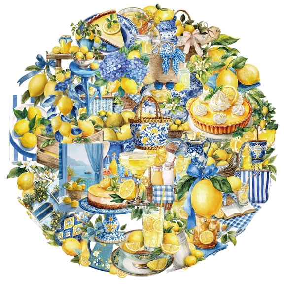 Planner Stickers Lemon Theme 50 Pcs, Transparent PET Decorative Decals for Journals, Scrapbooks, Envelopes, Laptops and Wrapped Packages