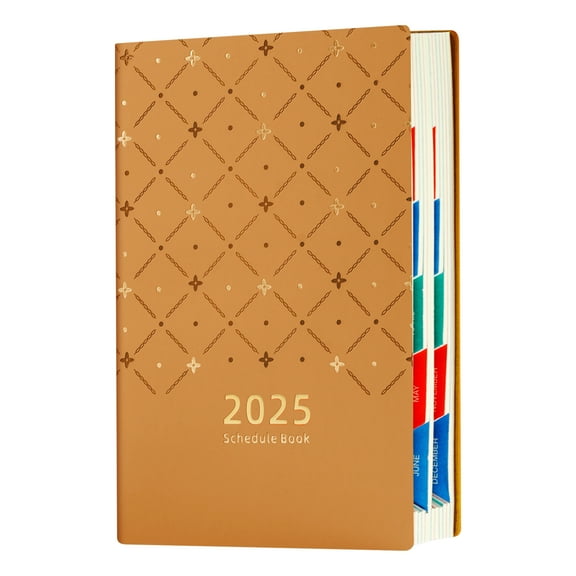 Planner Weekly And Monthly A5 Notebook for Students and Office Workers, Brown Notebook Sticker Set for Party Prizes, 21x14.5x2cm