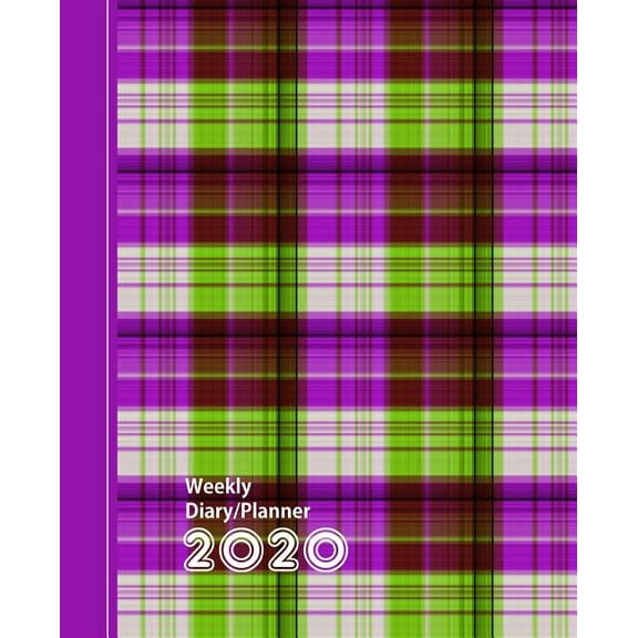 Planners One Year 2020: Purple Green Plaid Check Design : Diary Weekly Spreads January to December (Series #1) (Paperback)